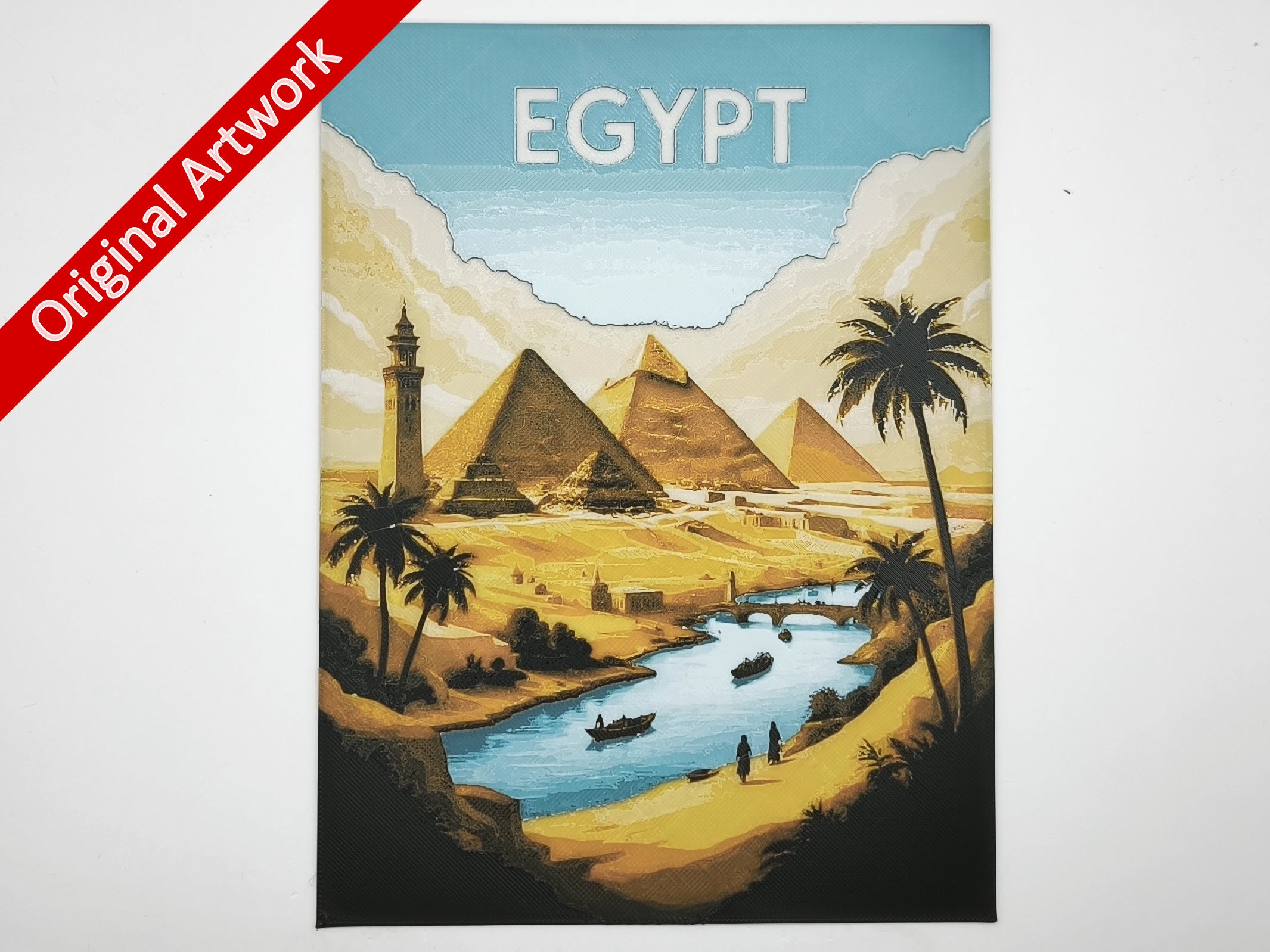 3D-printed travel poster of Egypt