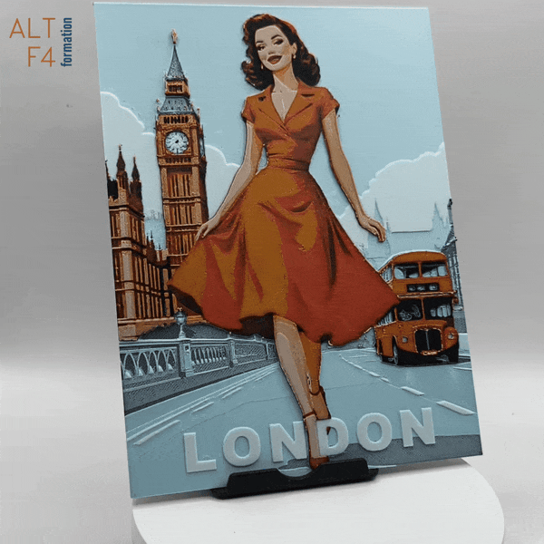 3D-printed pinup London poster