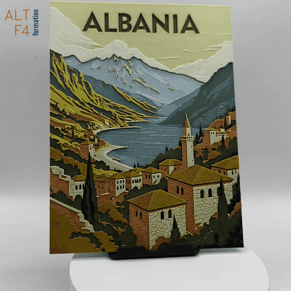 3D-printed travel poster of Albania