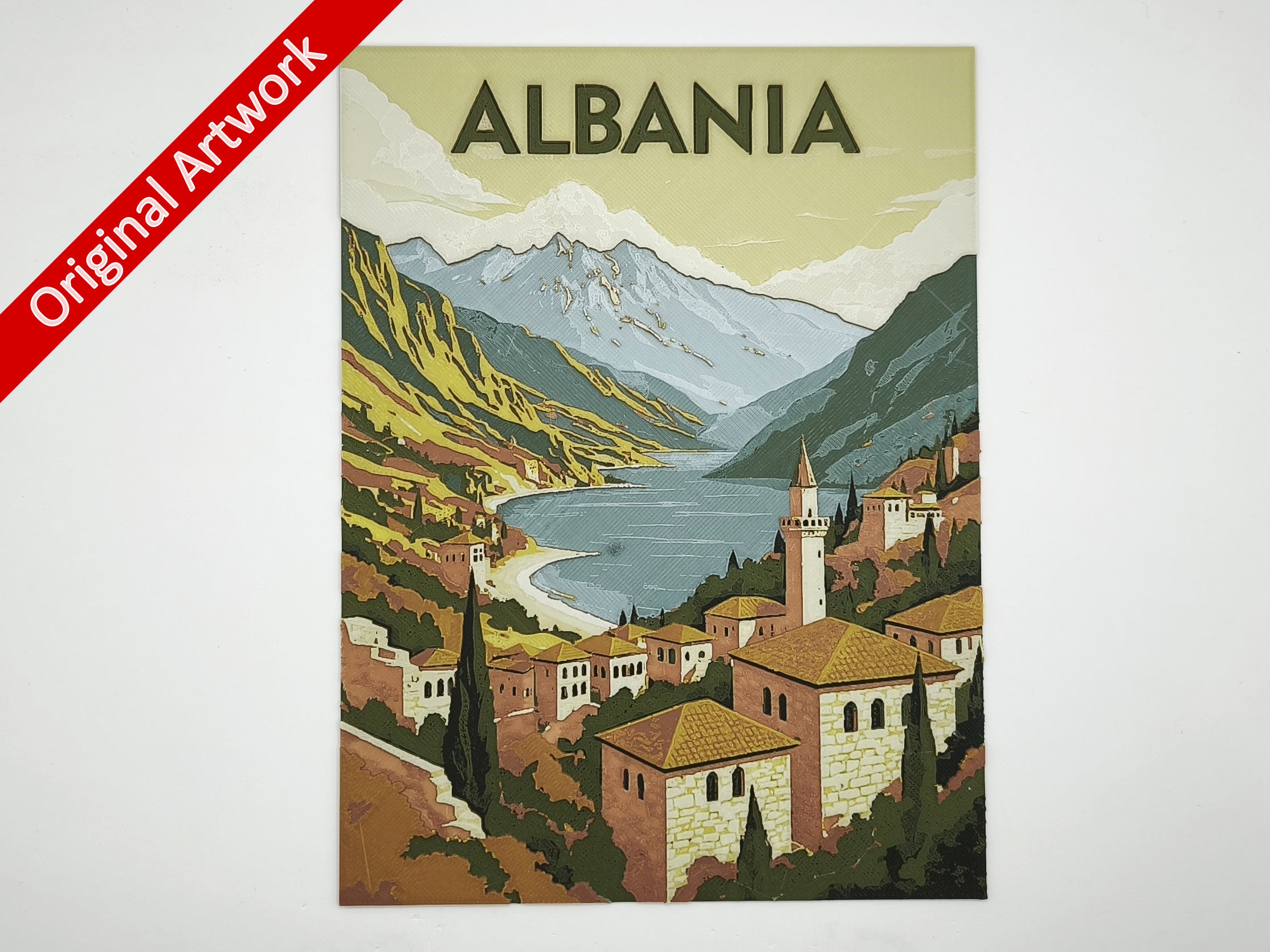 3D-printed travel poster of Albania