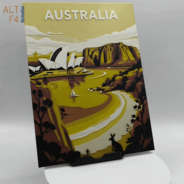 3D-printed travel poster of Australia