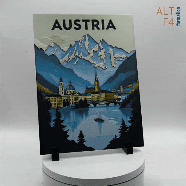 3D-printed travel poster of Austria 