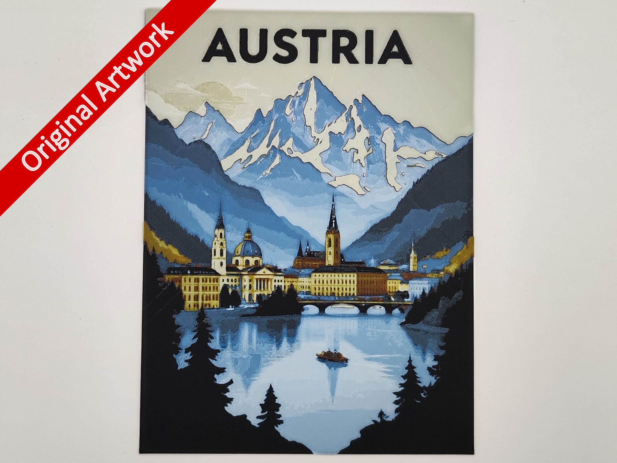 3D-printed travel poster of Austria 
