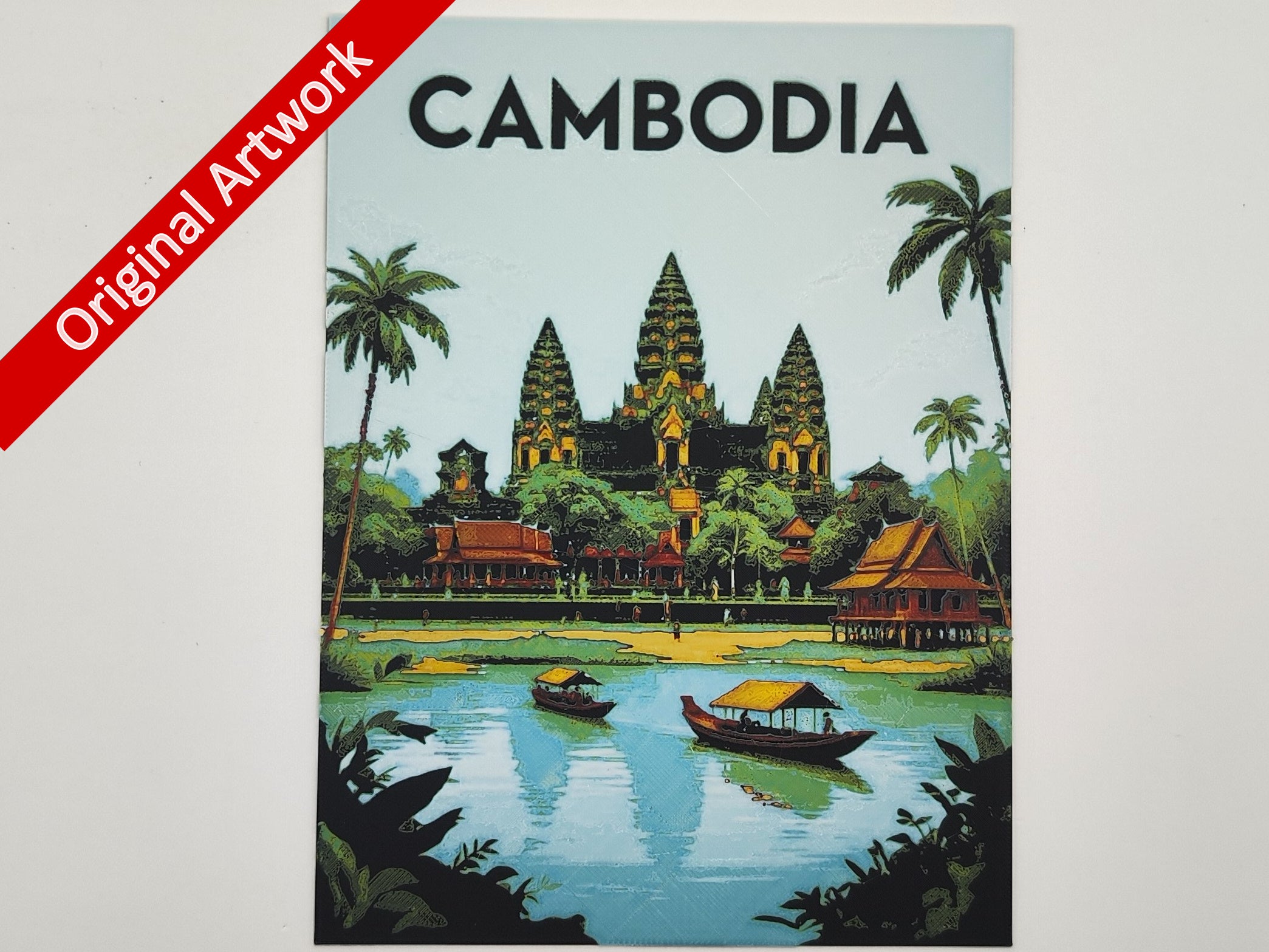 3D-printed travel poster of Cambodia