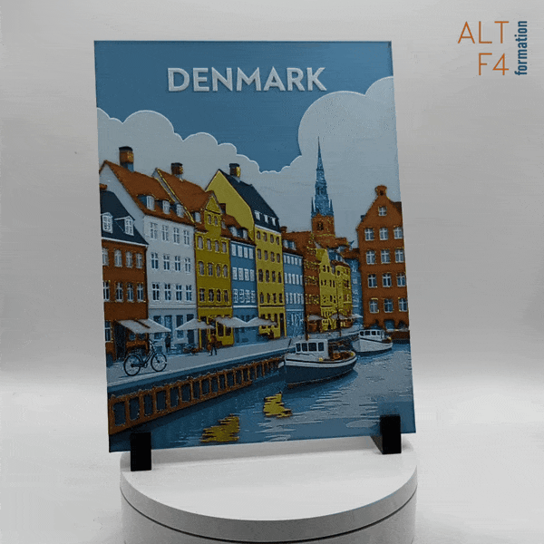 3D-printed travel poster of Denmark