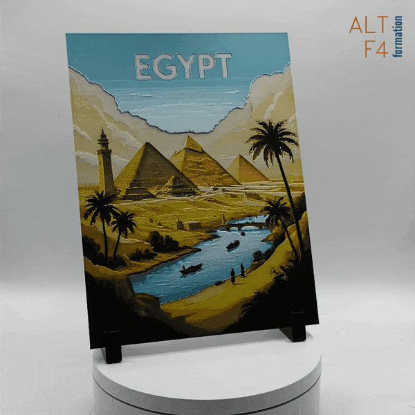 3D-printed travel poster of Egypt