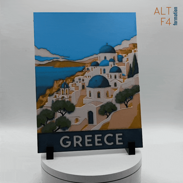 3D-printed travel poster of Greece