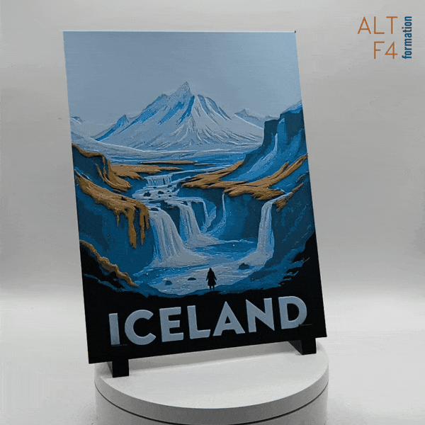 3D-printed travel poster of Iceland