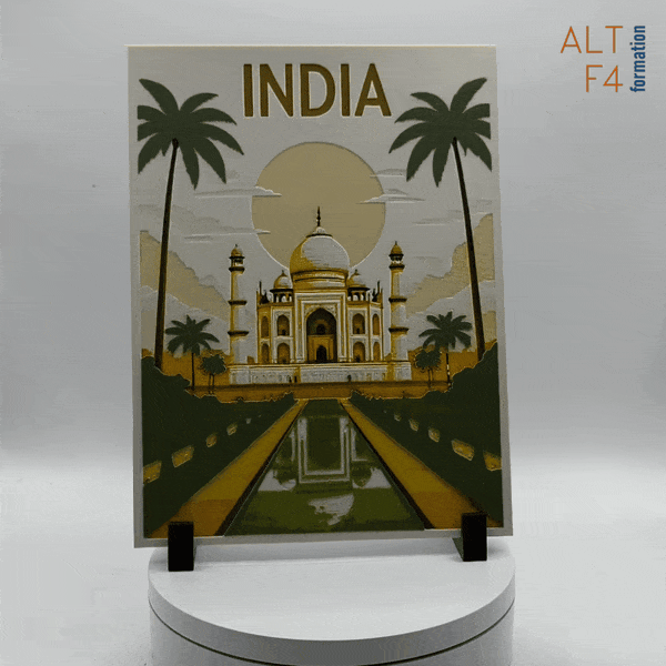 3D-printed travel poster of India