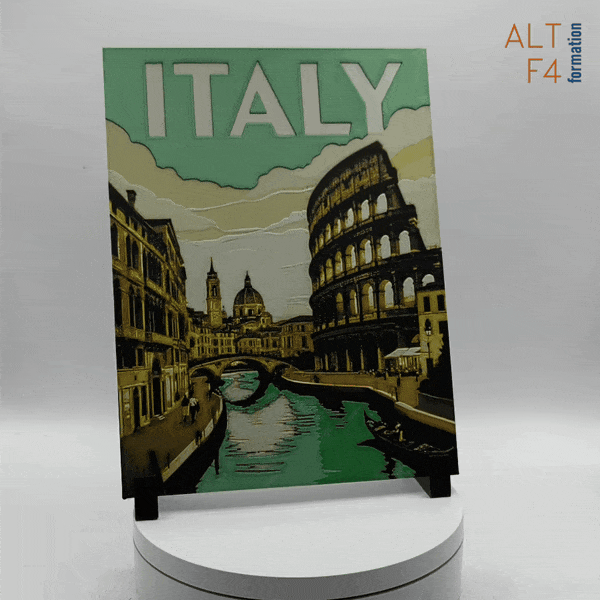 3D-printed travel poster of Italy 