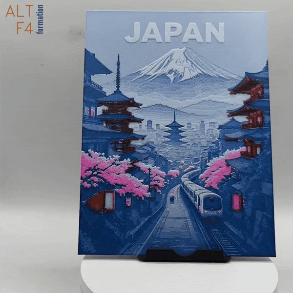 3D-printed travel poster of Japan