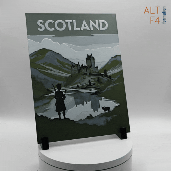 3D-printed travel poster of Scotland