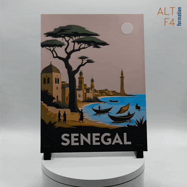 3D-printed travel poster of Senegal 