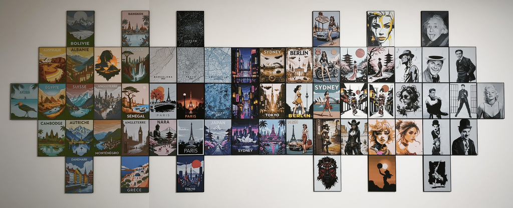 Ensemble d'affiches imprimées en 3D en utilisant la technique de peinture par filament