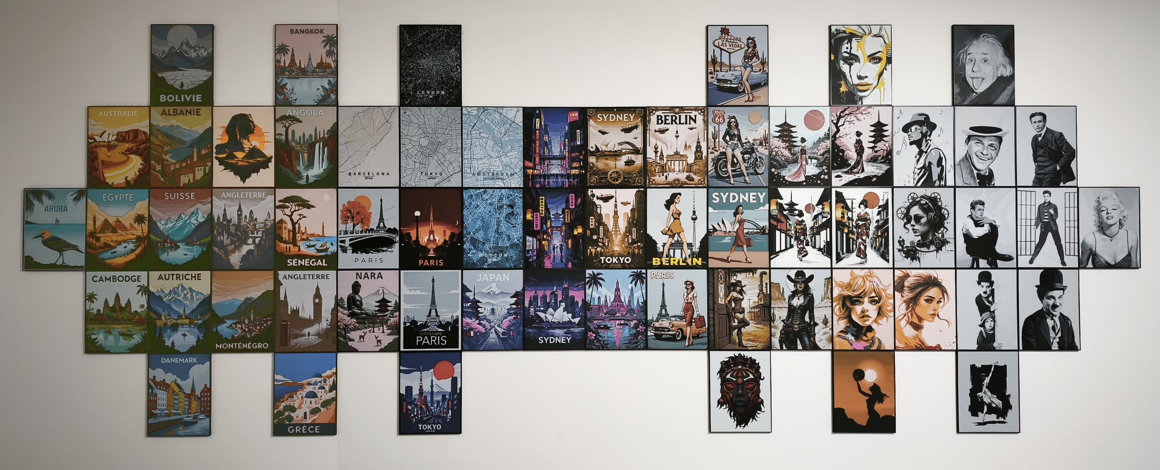 Ensemble d'affiches imprimées en 3D en utilisant la technique de peinture par filament