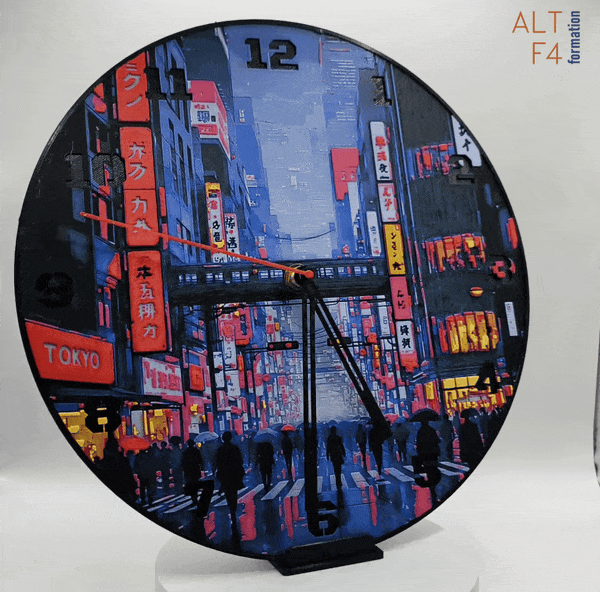 Horloge complète : Tokyo cyberpunk (impression 3D)
