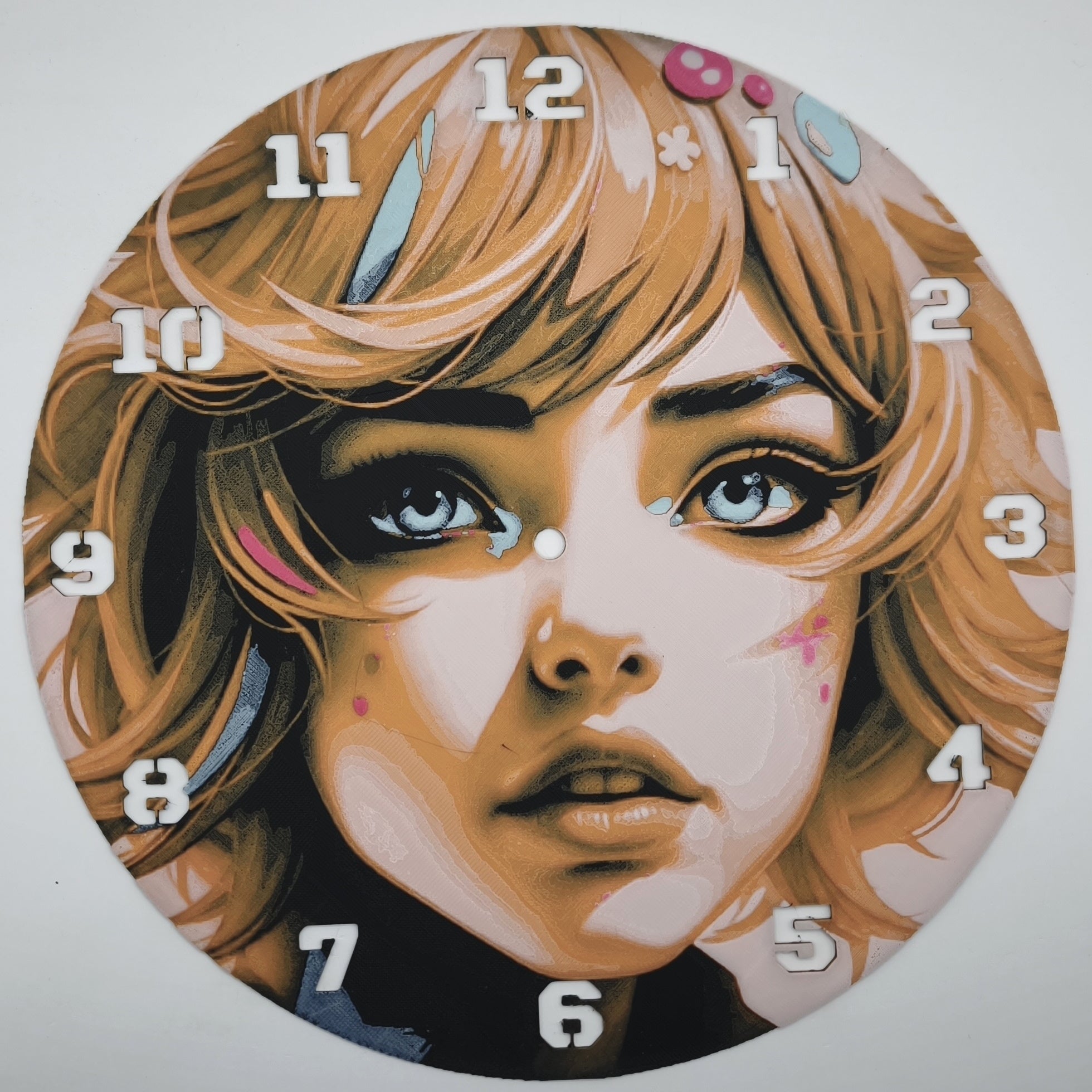 Affiche horloge : Flamme Azur (impression 3D)