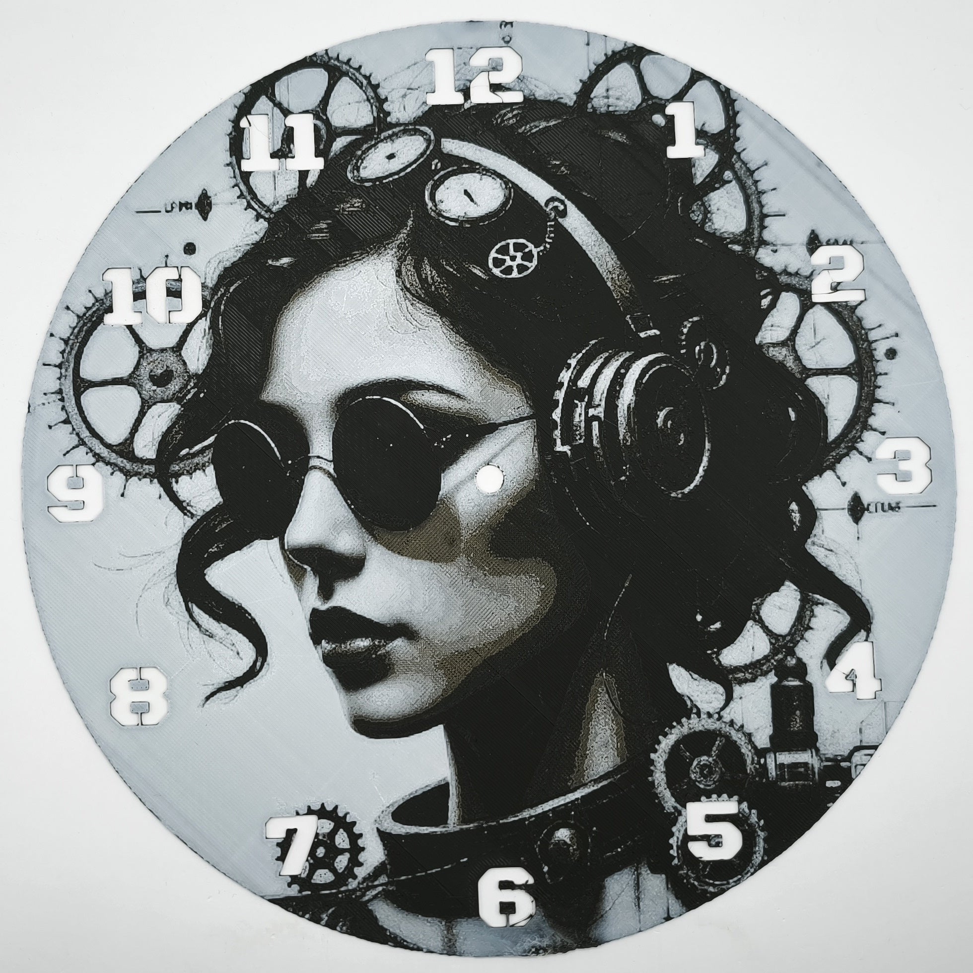 affiche Horloge : Lady steampunk (impression 3D)
