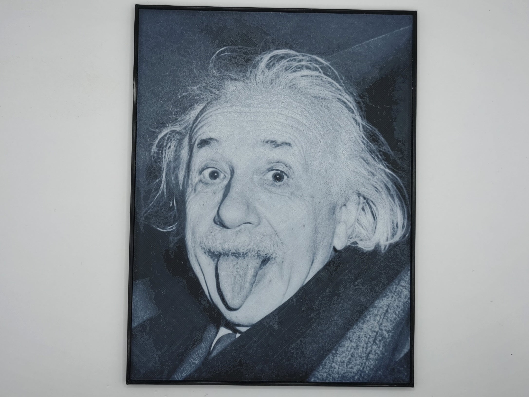 Affiche/poster Albert Einstein imprimée en 3d noir et blanc avec cadre