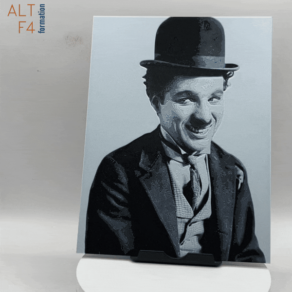 Affiche/poster Charlie Chaplin imprimée en 3d noir et blanc