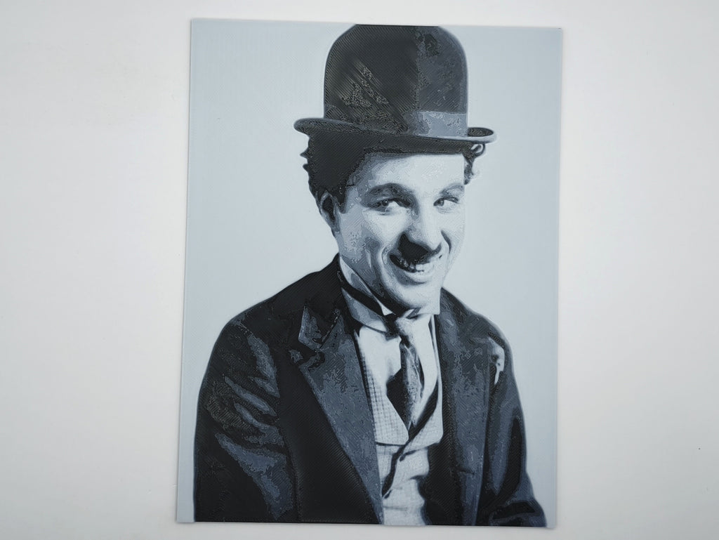 Affiche/poster Charlie Chaplin imprimée en 3d noir et blanc