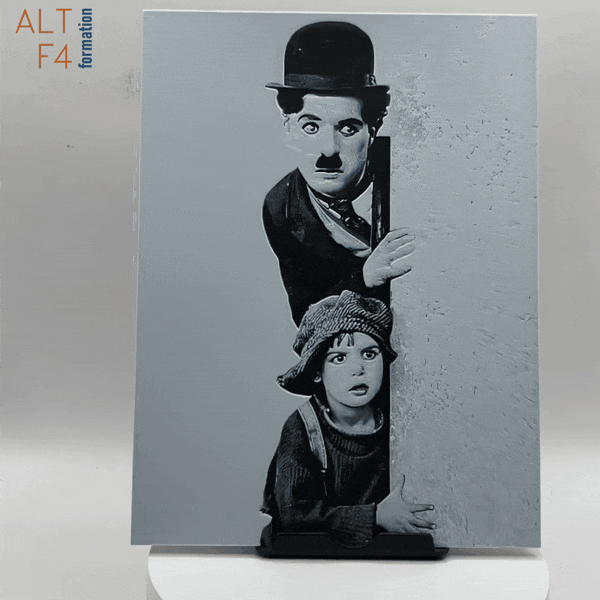 Affiche/poster Charlie Chaplin (the kid) imprimée en 3d noir et blanc