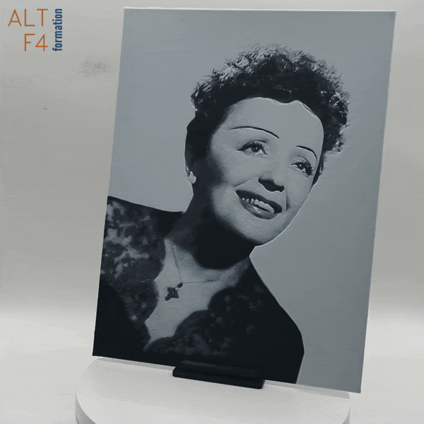 Affiche/poster Édith Piaf imprimée en 3d noir et blanc avec cadre