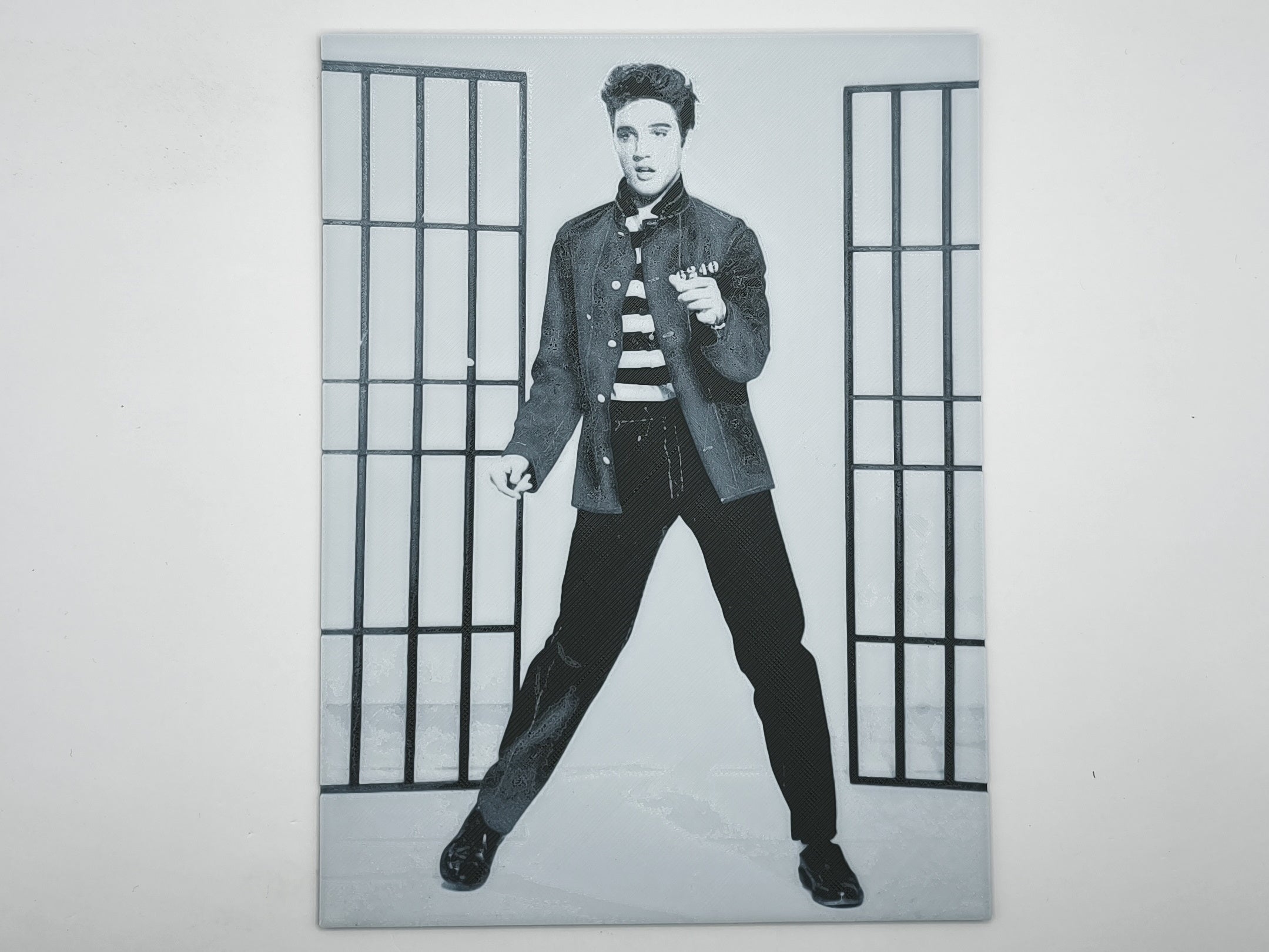 Affiche/poster Elvis Prestley imprimée en 3d noir et blanc