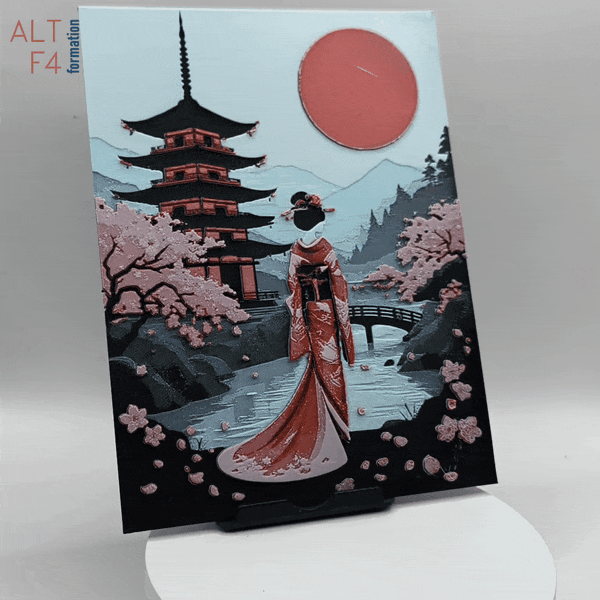 Affiche/poster Geisha Harmonie de printemps imprimée en 3d
