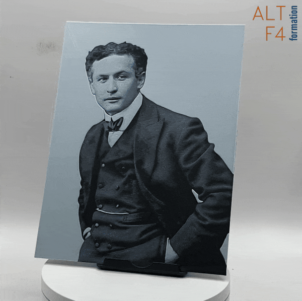 Affiche/poster Harry Houdini imprimée en 3d noir et blanc