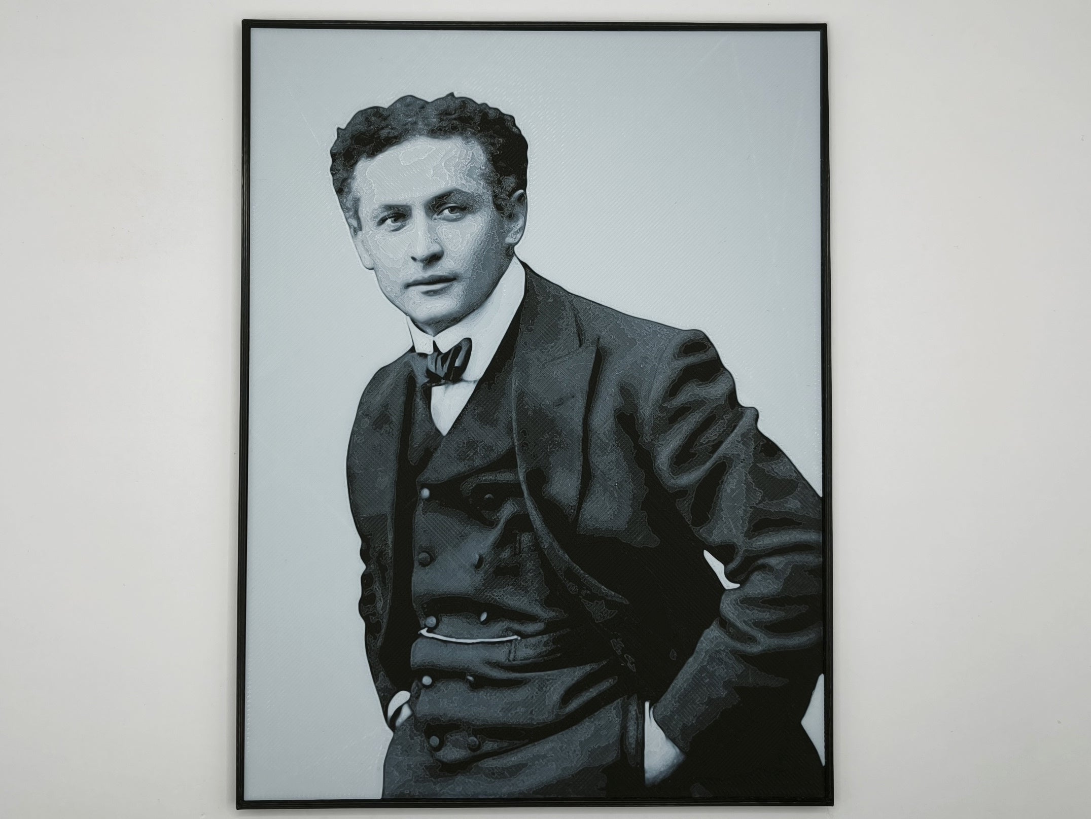 Affiche/poster Harry Houdini imprimée en 3d noir et blanc avec cadre