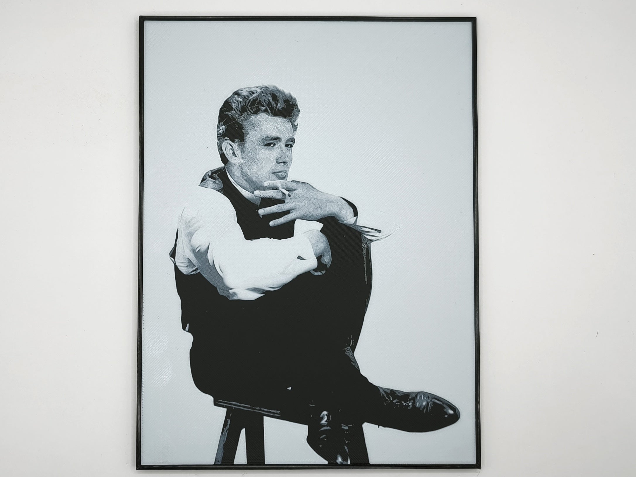 Affiche/poster James Dean imprimée en 3d noir et blanc avec cadre