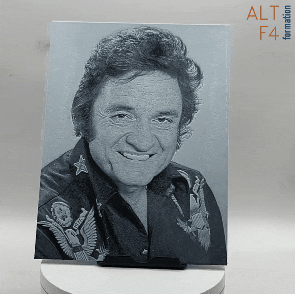 Affiche/poster Johnny Cash imprimée en 3d noir et blanc