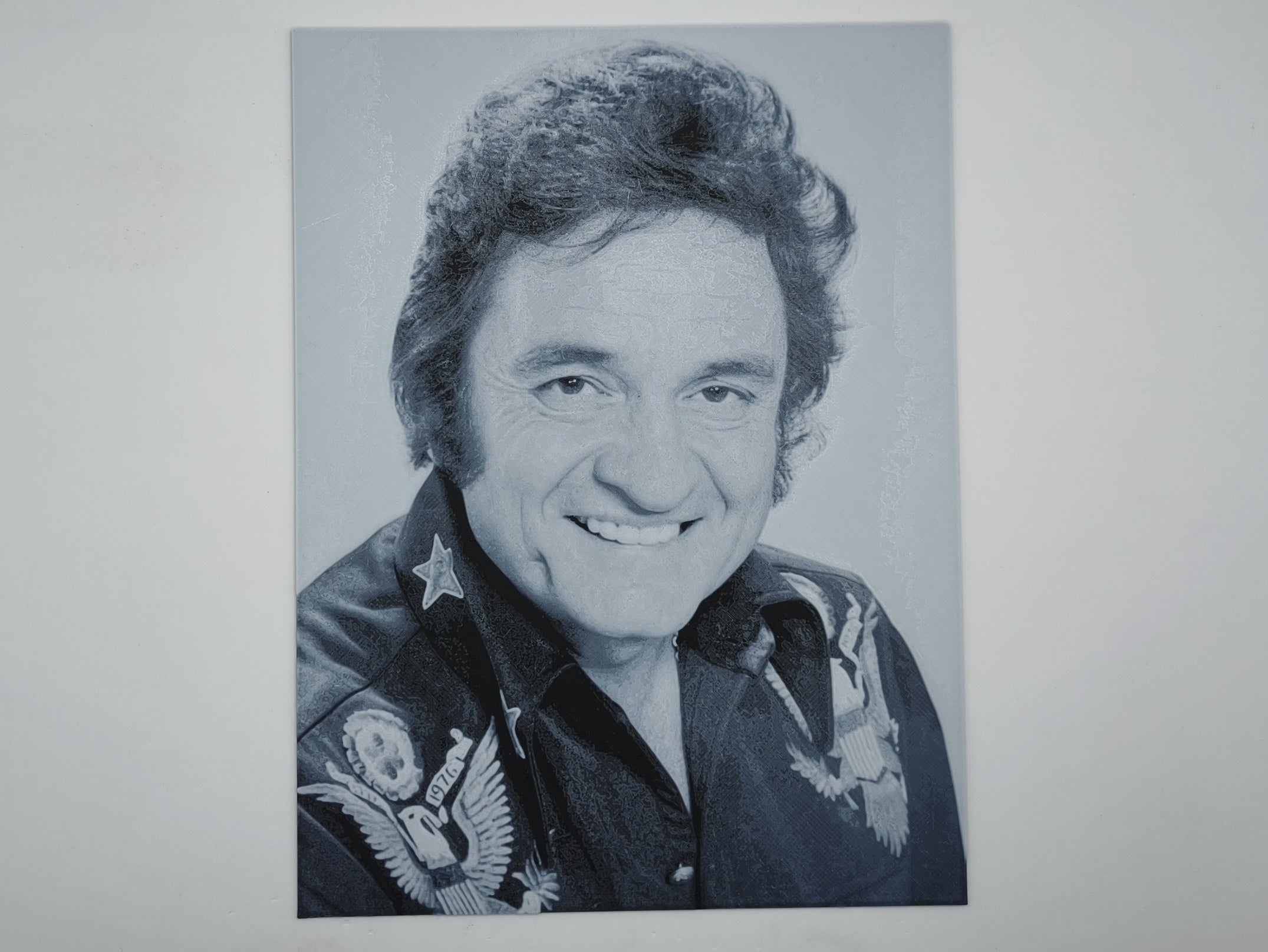 Affiche/poster Johnny Cash imprimée en 3d noir et blanc