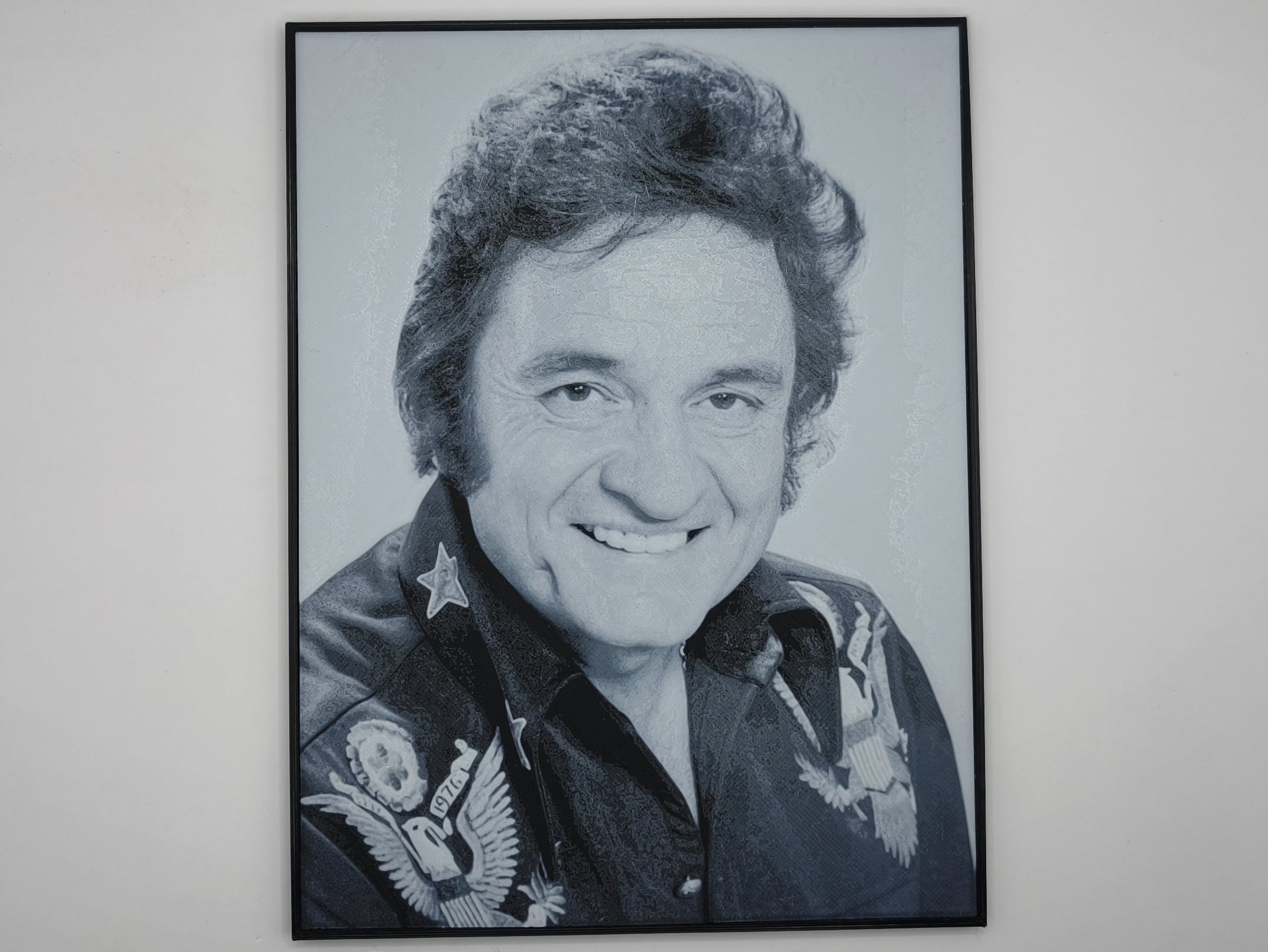 Affiche/poster Johnny Cash imprimée en 3d noir et blanc avec cadre