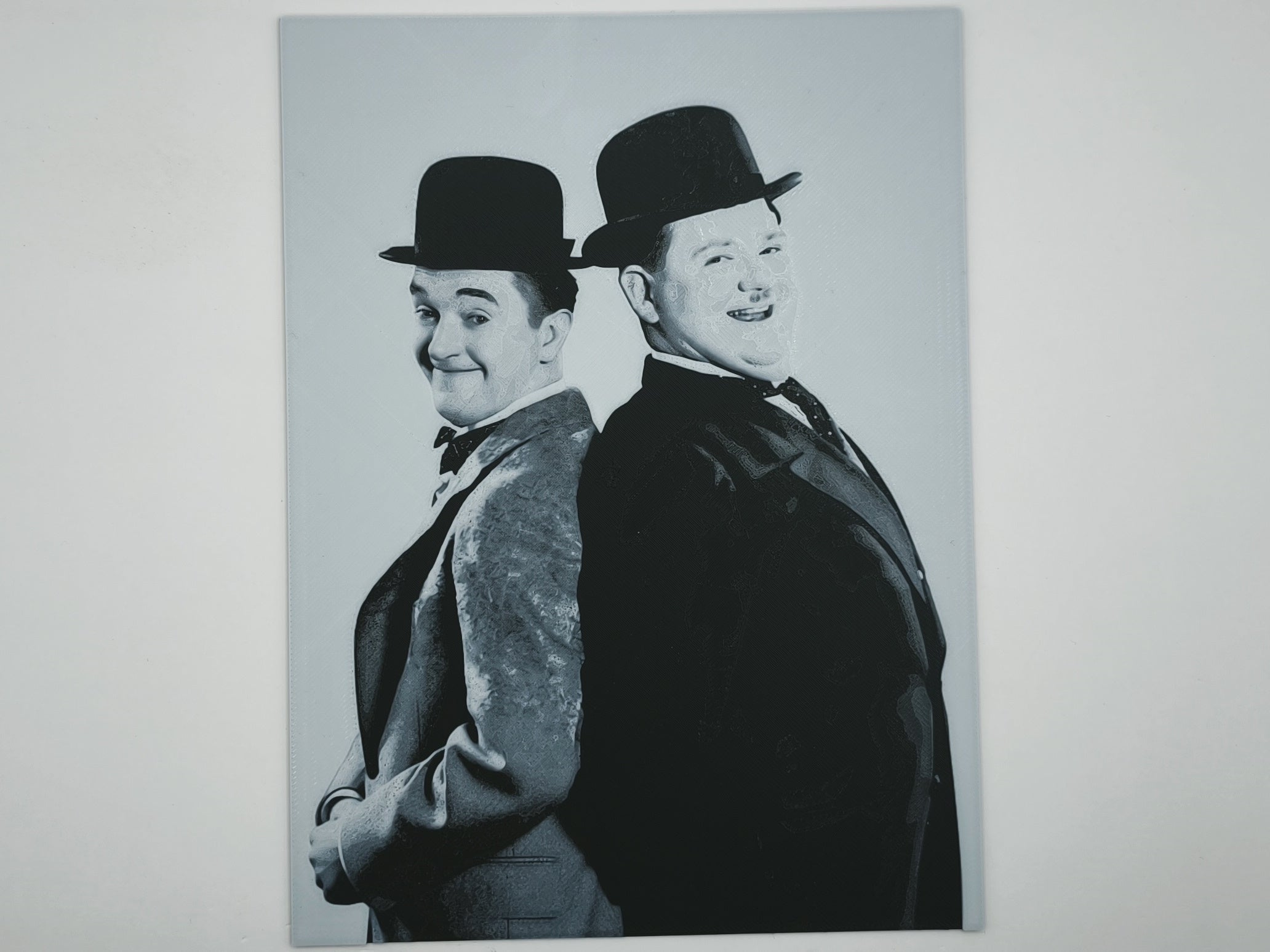 Affiche/poster Laurel et Hardy imprimée en 3d noir et blanc