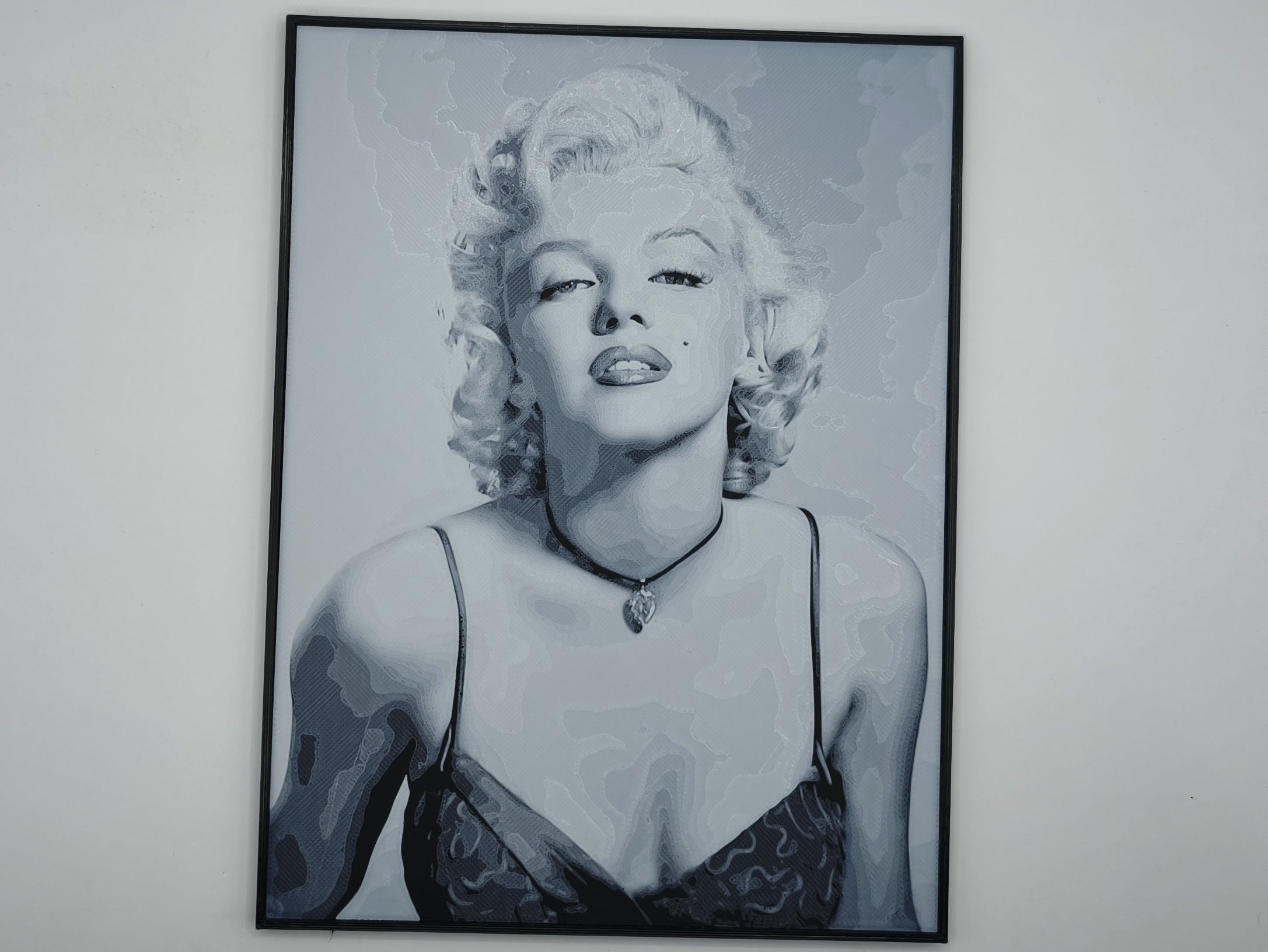 Affiche/poster Marilyn Monroe imprimée en 3d noir et blanc avec cadre