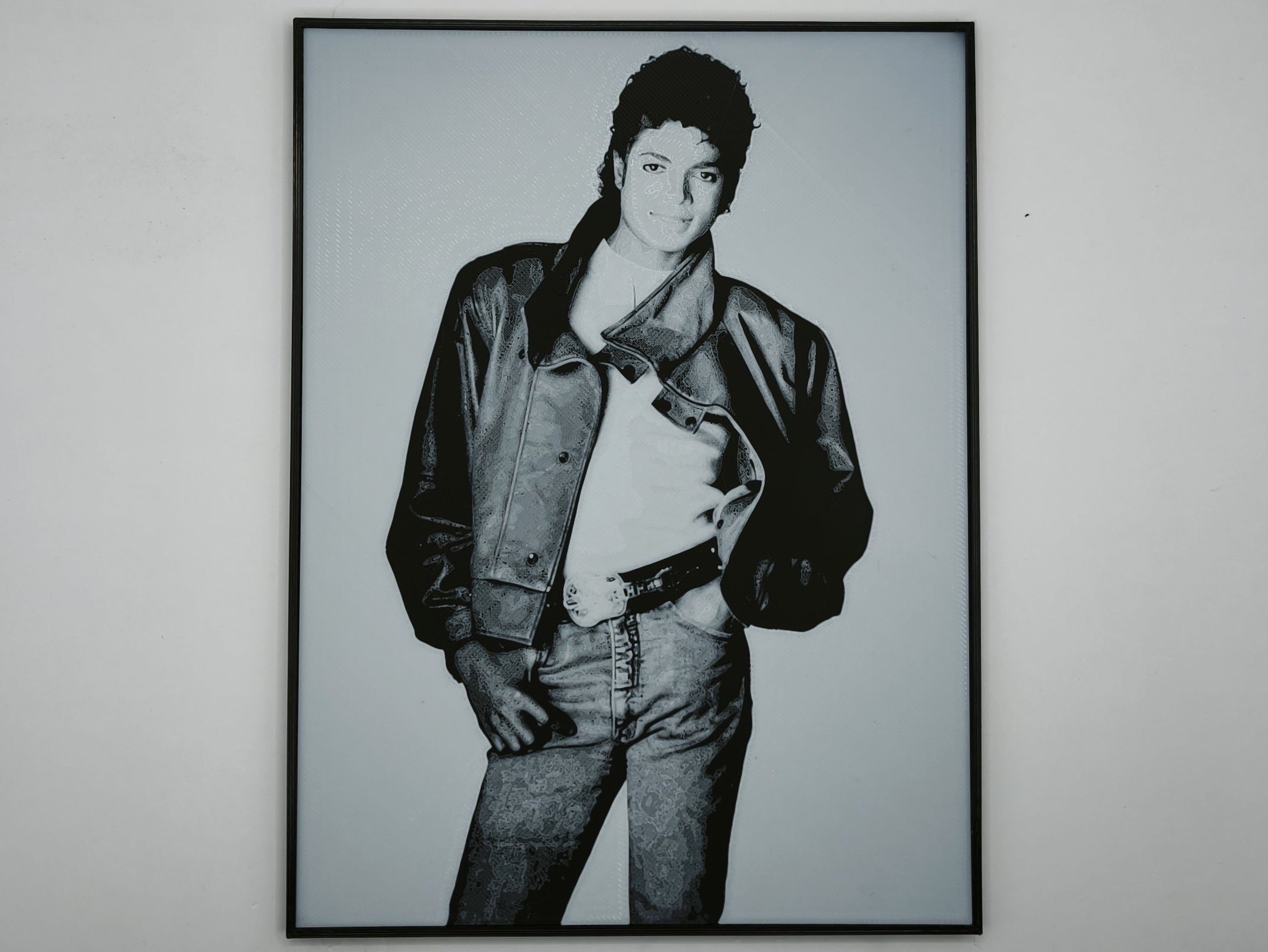 Affiche/poster Michael Jackson imprimée en 3d noir et blanc avec cadre