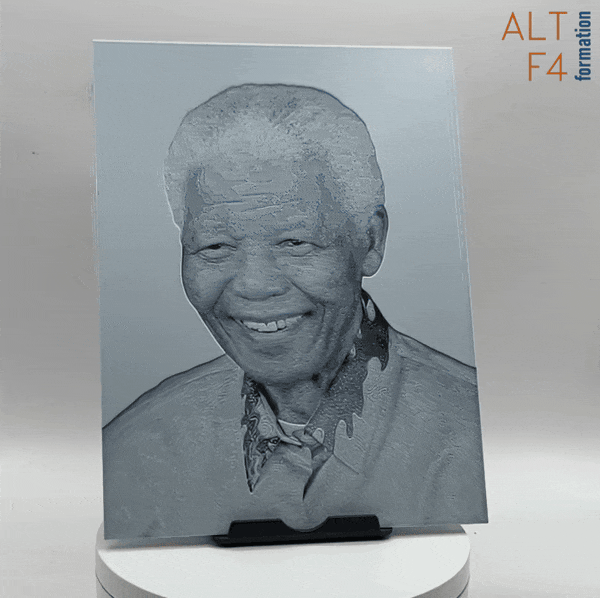 Affiche/poster Nelson Mandela imprimée en 3d noir et blanc