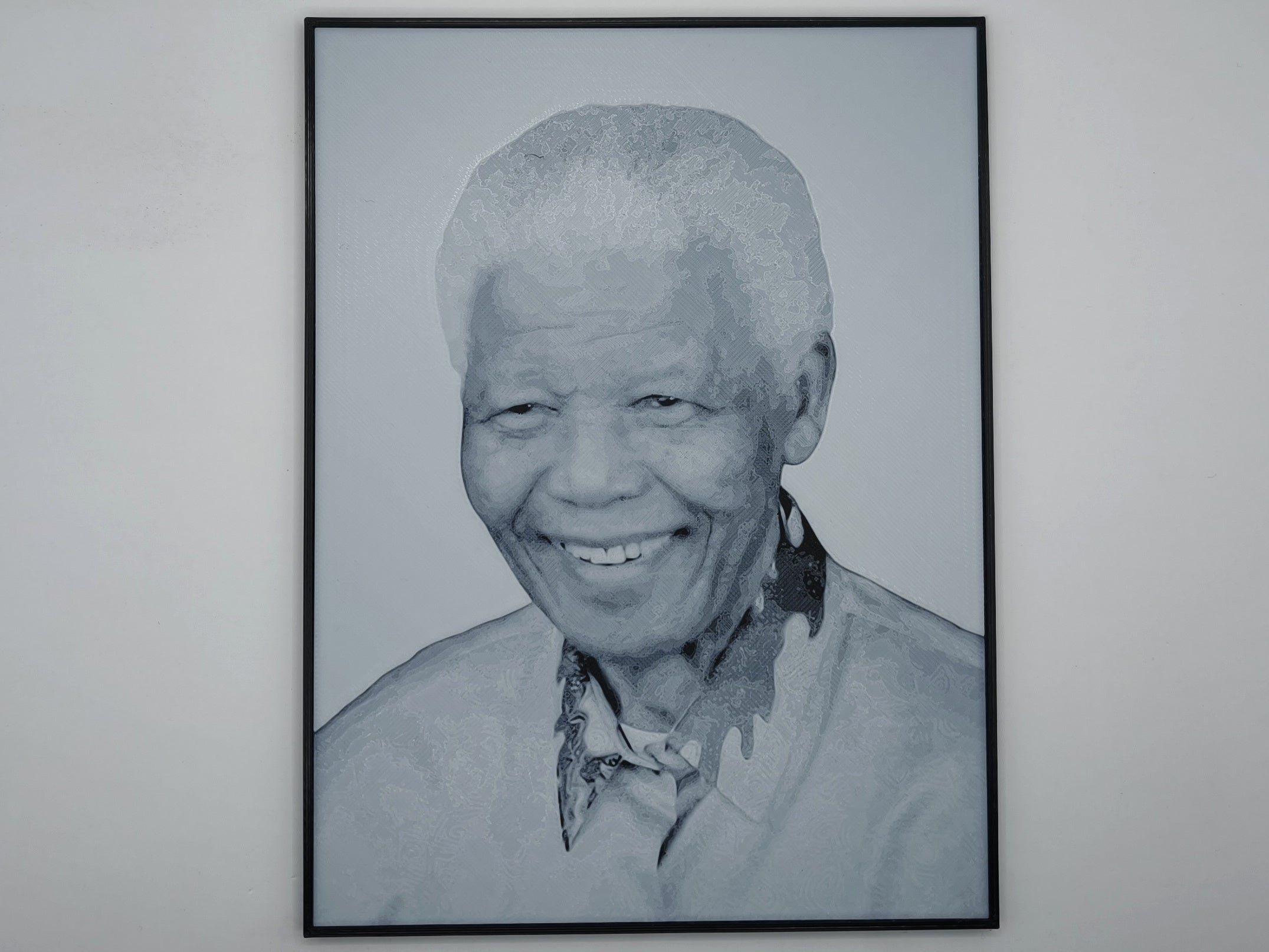Affiche/poster Nelson Mandela imprimée en 3d noir et blanc avec cadre