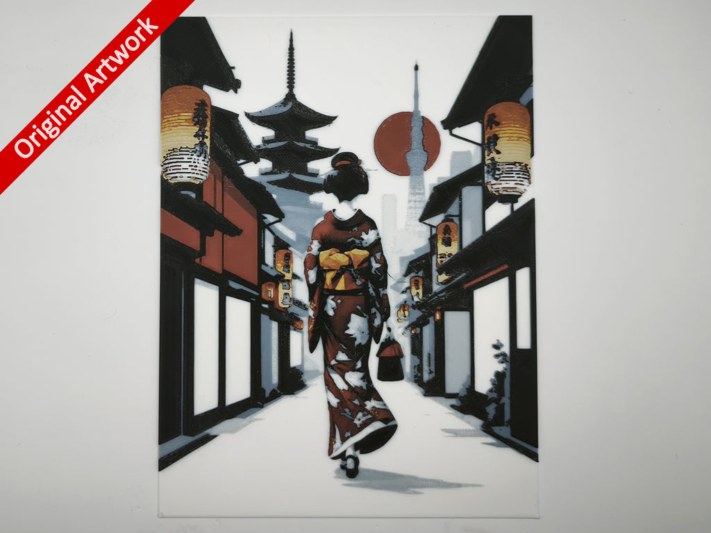 Affiche/poster Une Geisha dans Kyoto (version de dos) imprimée en 3d
