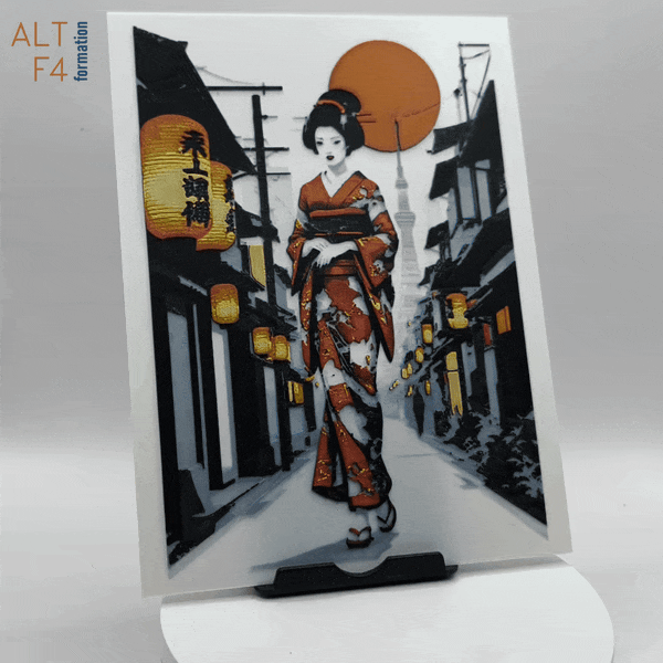 Affiche/poster Une Geisha dans Kyoto (version de face) imprimée en 3d
