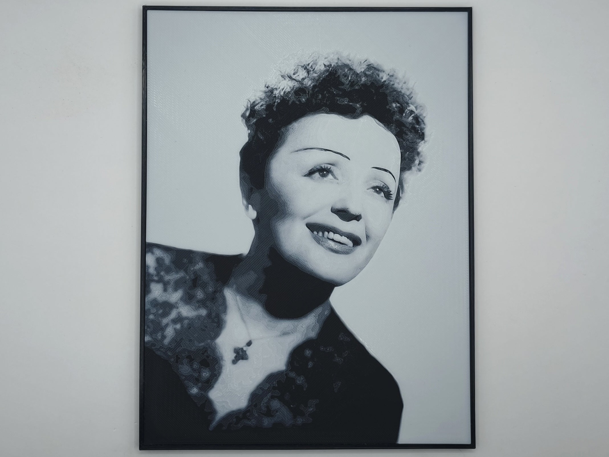 Affiche/poster Édith Piaf imprimée en 3d noir et blanc