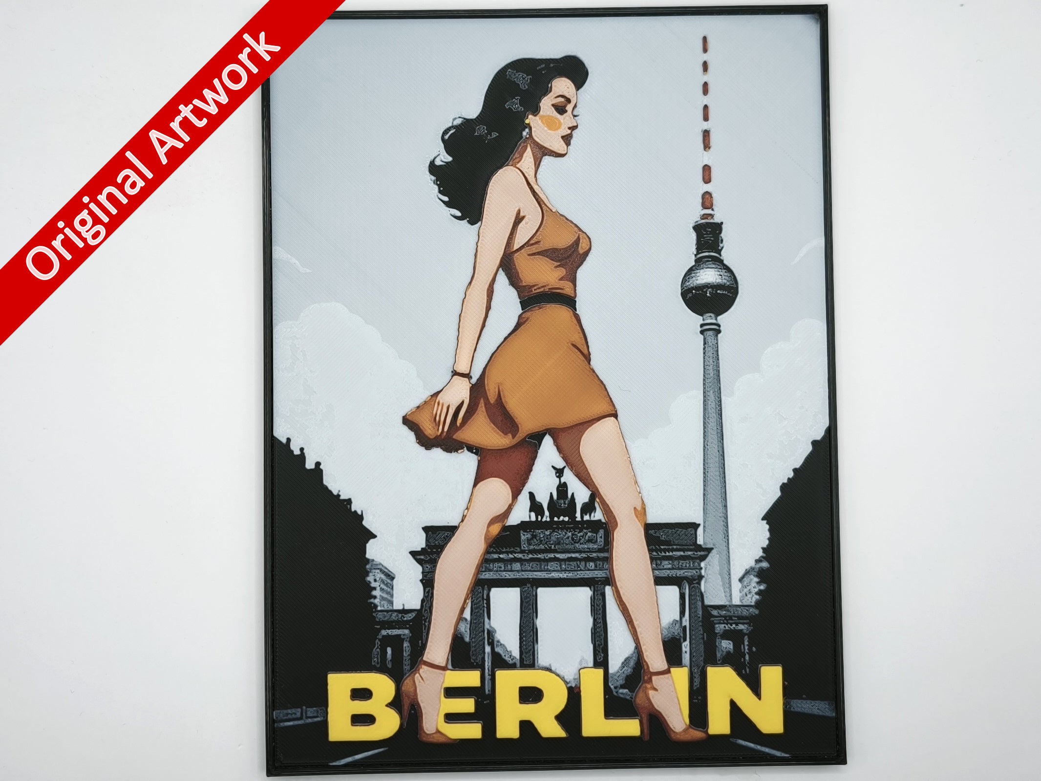 Affiche/poster de pinup Berlin imprimée en 3d avec cadre
