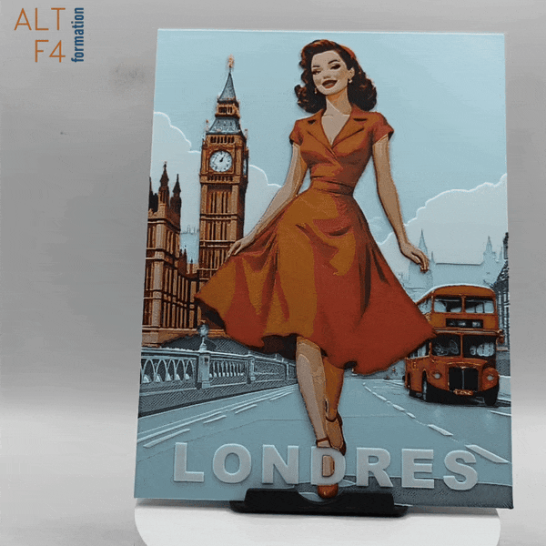 Affiche/poster de pinup Londres imprimée en 3d