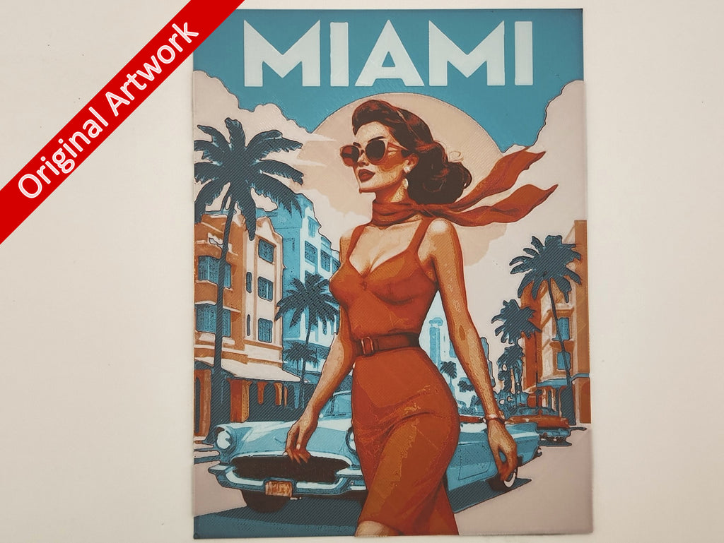 Affiche/poster de pinup Miami imprimée en 3d
