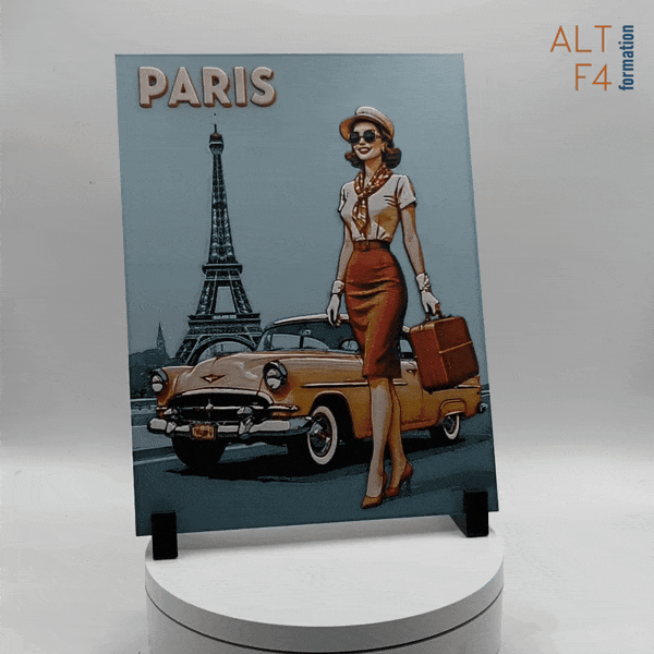 Affiche/poster de pinup Paris imprimée en 3d