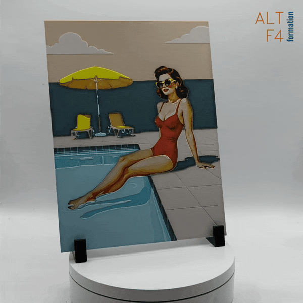 Affiche/poster de pinup Piscine imprimée en 3d