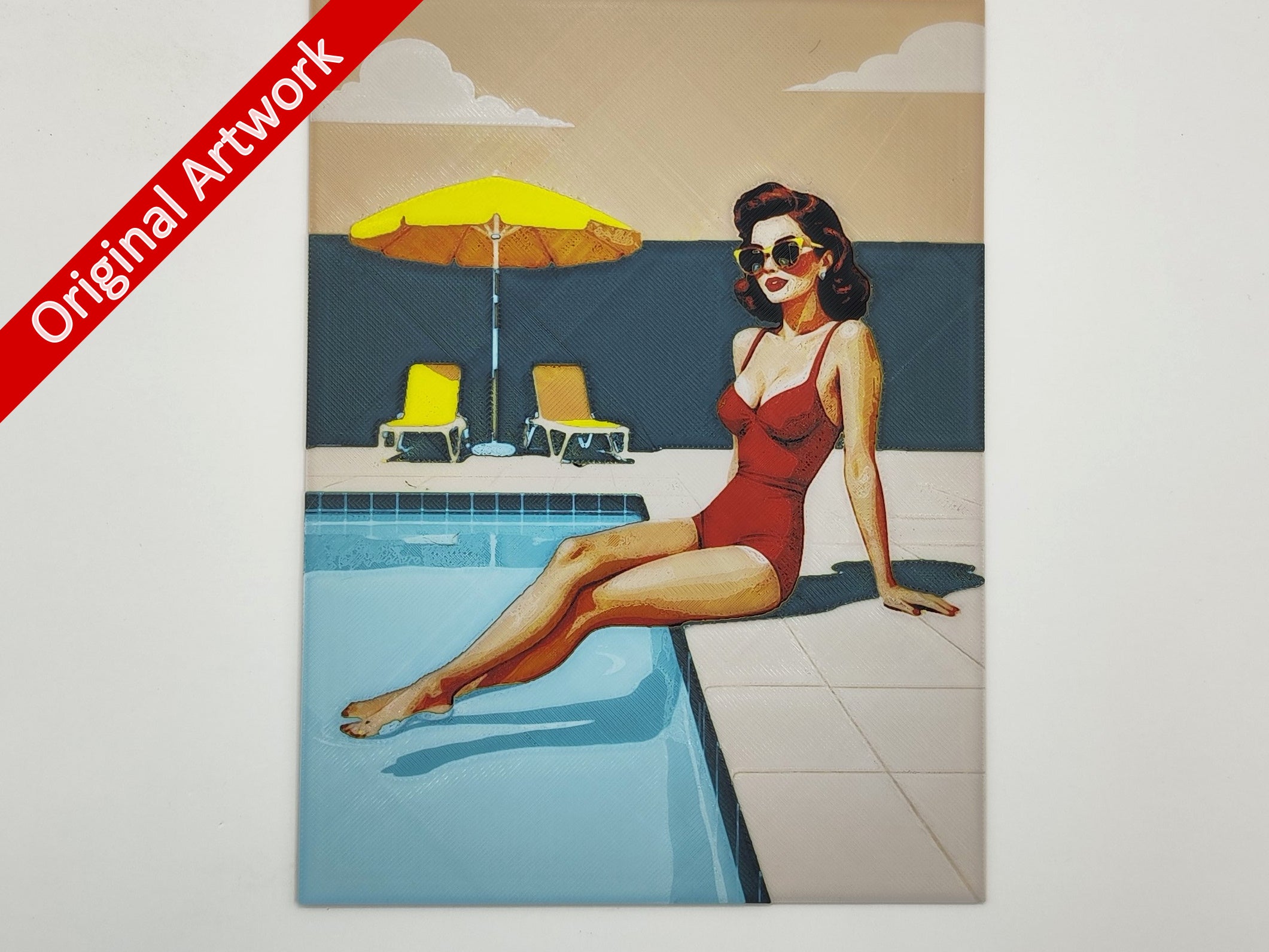 Affiche/poster de pinup Piscine imprimée en 3d