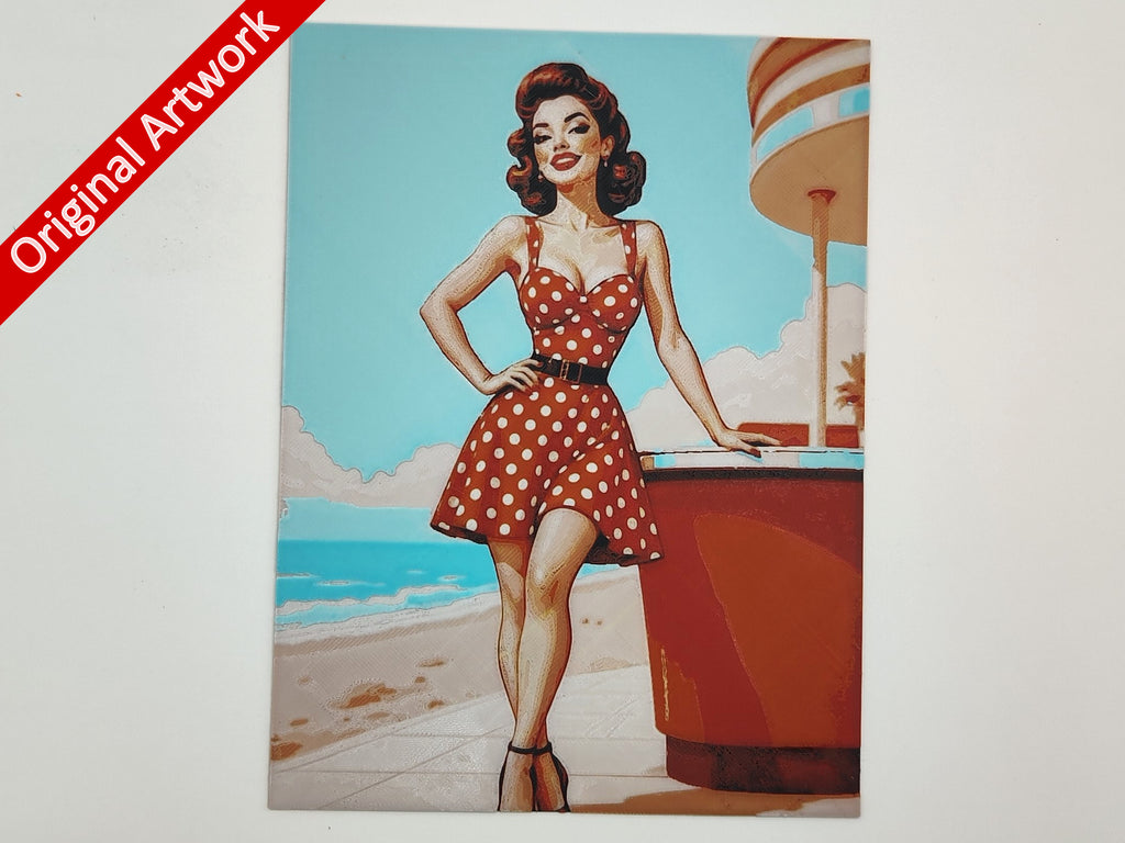 Affiche/poster de pinup Plage imprimée en 3d